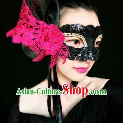 Top Grade Miami Deluxe Embroidery Lace Mask, Halloween White Feather Headdress Brazilian Carnival Occasions Handmade Rosy Face Mask for Women