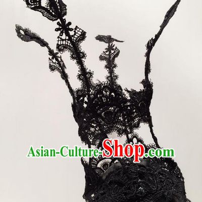 Top Grade Miami Deluxe Hair Accessories Black Lace Hair Accessories, Halloween Headdress Brazilian Carnival Occasions Handmade Royal Crown Headwear for Women