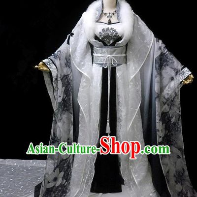 Traditional Ancient Chinese Imperial Concubine Fairy Costume, Chinese Tang Dynasty Princess Ink Painting Dress Hanfu Clothing for Women