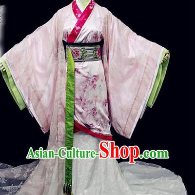 Traditional Ancient Chinese Imperial Concubine Embroidered Dance Costume, Chinese Han Dynasty Princess Dress Hanfu Clothing for Women