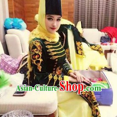 Traditional Chinese Uyghur Nationality Dance Costume, Folk Dance Ethnic Dress, Chinese Minority Nationality Uigurian Dance Clothing for Women