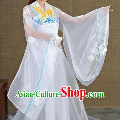Traditional Asian Chinese Ancient Supernatural Princess Costume, China Elegant Hanfu Clothing Fairy Noble Lady Embroidered Tailing Dress Clothing
