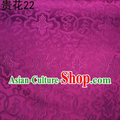 Asian Chinese Traditional Riches and Honour Flowers Rosy Embroidered Silk Fabric, Top Grade Arhat Bed Brocade Satin Tang Suit Hanfu Dress Fabric Cheongsam Cloth Material