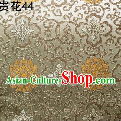 Asian Chinese Traditional Golden Riches and Honour Flowers Embroidered Silk Fabric, Top Grade Arhat Bed Brocade Satin Tang Suit Hanfu Dress Fabric Cheongsam Cloth Material