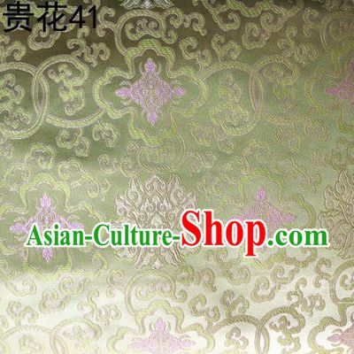 Asian Chinese Traditional Riches and Honour Flowers Embroidered Golden Silk Fabric, Top Grade Arhat Bed Brocade Satin Tang Suit Hanfu Dress Fabric Cheongsam Cloth Material