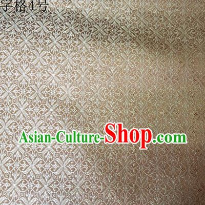Asian Chinese Traditional Embroidery Intersected Figure Light Golden Satin Silk Fabric, Top Grade Brocade Tang Suit Hanfu Dress Fabric Cheongsam Mattress Cloth Material