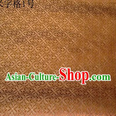 Asian Chinese Traditional Embroidery Intersected Figure Golden Satin Silk Fabric, Top Grade Brocade Tang Suit Hanfu Dress Fabric Cheongsam Mattress Cloth Material