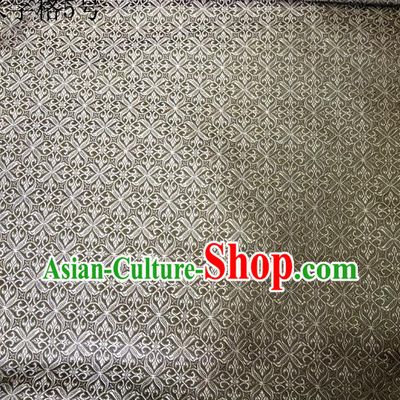 Asian Chinese Traditional Embroidery Intersected Figure Grey Satin Silk Fabric, Top Grade Brocade Tang Suit Hanfu Dress Fabric Cheongsam Mattress Cloth Material