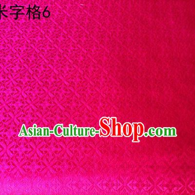 Asian Chinese Traditional Embroidery Intersected Figure Rosy Satin Silk Fabric, Top Grade Brocade Tang Suit Hanfu Dress Fabric Cheongsam Mattress Cloth Material