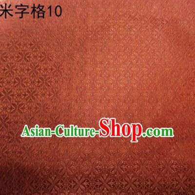 Asian Chinese Traditional Embroidery Intersected Figure Orange Satin Silk Fabric, Top Grade Brocade Tang Suit Hanfu Dress Fabric Cheongsam Mattress Cloth Material