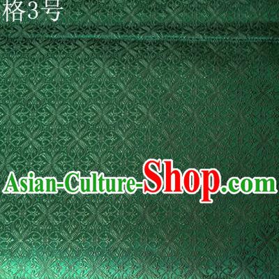 Asian Chinese Traditional Embroidery Intersected Figure Green Satin Silk Fabric, Top Grade Brocade Tang Suit Hanfu Dress Fabric Cheongsam Mattress Cloth Material