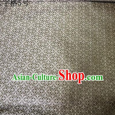 Asian Chinese Traditional Embroidery Intersected Figure Mud Golden Satin Silk Fabric, Top Grade Brocade Tang Suit Hanfu Dress Fabric Cheongsam Mattress Cloth Material