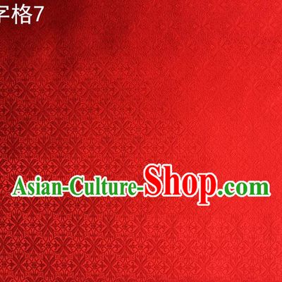 Asian Chinese Traditional Embroidery Intersected Figure Red Satin Silk Fabric, Top Grade Brocade Tang Suit Hanfu Dress Fabric Cheongsam Mattress Cloth Material