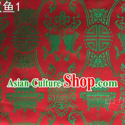 Asian Chinese Traditional Embroidery Longevity Red Satin Silk Fabric, Top Grade Brocade Tang Suit Hanfu Princess Dress Fabric Cheongsam Mattress Cloth Material