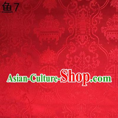 Asian Chinese Traditional Embroidery Longevity Red Satin Silk Fabric, Top Grade Brocade Tang Suit Hanfu Princess Dress Fabric Cheongsam Mattress Cloth Material