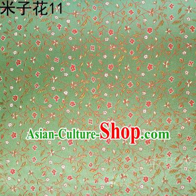 Asian Chinese Traditional Embroidered Shivering Floral Light Green Satin Mulberry Silk Fabric, Top Grade Brocade Tang Suit Hanfu Princess Dress Fabric Cheongsam Cloth Material