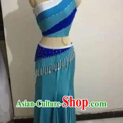 Traditional Chinese Dai Nationality Peacock Dance Costume, Folk Dance Ethnic Costume Chinese Minority Nationality Dancing Costume for Women