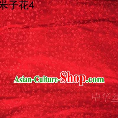Asian Chinese Traditional Embroidered Shivering Floral Red Satin Silk Fabric, Top Grade Brocade Tang Suit Hanfu Princess Dress Fabric Cheongsam Cloth Material