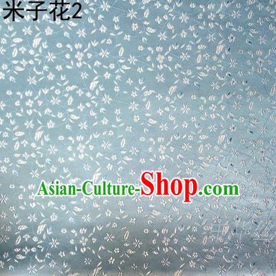 Asian Chinese Traditional Embroidered Shivering Floral Light Blue Satin Silk Fabric, Top Grade Brocade Tang Suit Hanfu Princess Dress Fabric Cheongsam Cloth Material