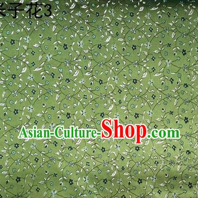 Asian Chinese Traditional Embroidered Shivering Floral Green Satin Silk Fabric, Top Grade Brocade Tang Suit Hanfu Princess Dress Fabric Cheongsam Cloth Material