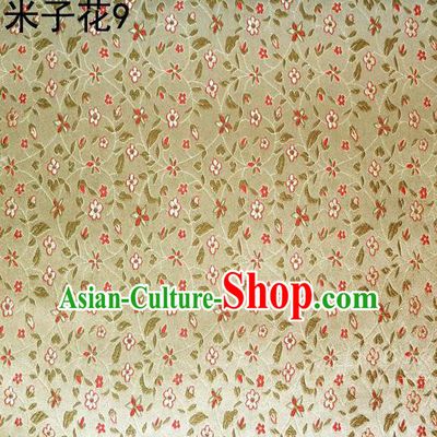 Asian Chinese Traditional Embroidered Shivering Floral Yellow Satin Silk Fabric, Top Grade Brocade Tang Suit Hanfu Princess Dress Fabric Cheongsam Cloth Material