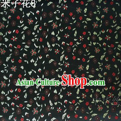 Asian Chinese Traditional Embroidered Shivering Floral Black Satin Silk Fabric, Top Grade Brocade Tang Suit Hanfu Princess Dress Fabric Cheongsam Cloth Material