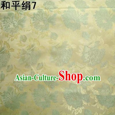 Asian Chinese Traditional Embroidered Flowers Golden Silk Fabric, Top Grade Arhat Bed Brocade Tang Suit Hanfu Dress Fabric Cheongsam Cloth Material