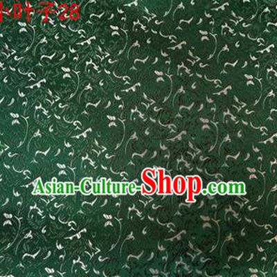 Asian Chinese Traditional Embroidered Wheat Flowers Green Silk Fabric, Top Grade Arhat Bed Brocade Tang Suit Hanfu Dress Fabric Cheongsam Cloth Material