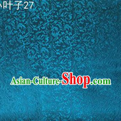 Asian Chinese Traditional Embroidered Wheat Flowers Blue Silk Fabric, Top Grade Arhat Bed Brocade Tang Suit Hanfu Dress Fabric Cheongsam Cloth Material