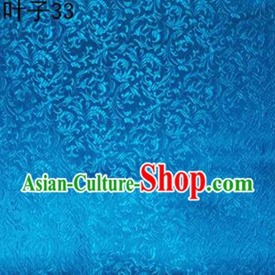 Asian Chinese Traditional Embroidered Wheat Flowers Light Blue Silk Fabric, Top Grade Arhat Bed Brocade Tang Suit Hanfu Dress Fabric Cheongsam Cloth Material