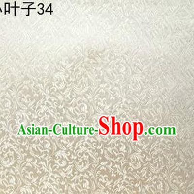Asian Chinese Traditional Embroidered Wheat Flowers White Silk Fabric, Top Grade Arhat Bed Brocade Tang Suit Hanfu Dress Fabric Cheongsam Cloth Material
