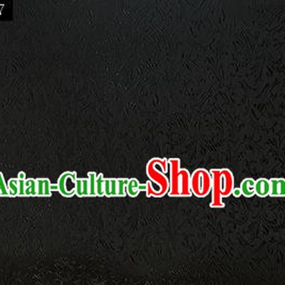 Asian Chinese Traditional Embroidered Wheat Flowers Black Silk Fabric, Top Grade Arhat Bed Brocade Tang Suit Hanfu Dress Fabric Cheongsam Cloth Material