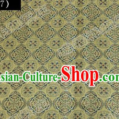Asian Chinese Traditional Embroidered Flowers Yellow Song Brocade Silk Fabric, Top Grade Satin Tang Suit Hanfu Dress Fabric Cheongsam Cloth Material