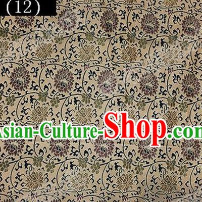 Asian Chinese Traditional Embroidered Flowers Golden Song Brocade Silk Fabric, Top Grade Satin Tang Suit Hanfu Dress Fabric Cheongsam Cloth Material