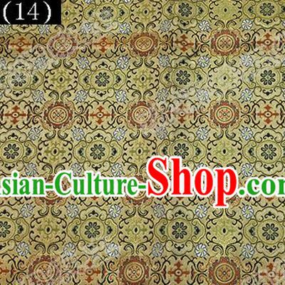 Asian Chinese Traditional Embroidered Golden Song Brocade Silk Fabric, Top Grade Satin Tang Suit Hanfu Dress Fabric Cheongsam Cloth Material