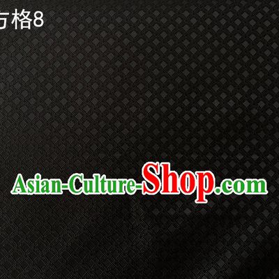 Asian Chinese Traditional Embroidery Small Check Black Silk Fabric, Top Grade Arhat Bed Brocade Tang Suit Hanfu Tibetan Dress Fabric Cheongsam Cloth Material