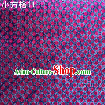 Asian Chinese Traditional Embroidery Rosy Small Check Silk Fabric, Top Grade Arhat Bed Brocade Tang Suit Hanfu Tibetan Dress Fabric Cheongsam Cloth Material