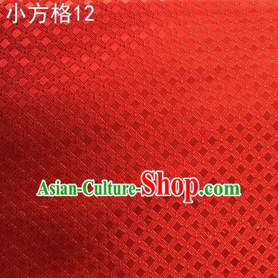 Asian Chinese Traditional Embroidery Small Check Red Silk Fabric, Top Grade Arhat Bed Brocade Tang Suit Hanfu Tibetan Dress Fabric Cheongsam Cloth Material