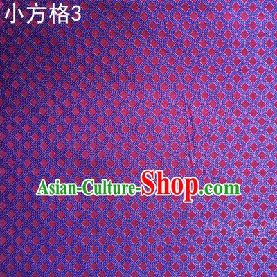 Asian Chinese Traditional Embroidery Small Check Purple Silk Fabric, Top Grade Arhat Bed Brocade Tang Suit Hanfu Tibetan Dress Fabric Cheongsam Cloth Material