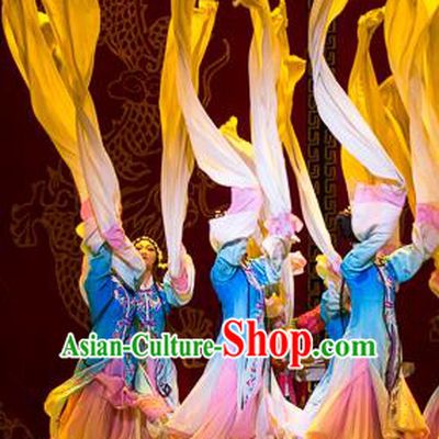 Traditional Chinese Ancient Classical Dance Fan Dance Costume, Folk Dance Water Sleeve Dance Dress for Women