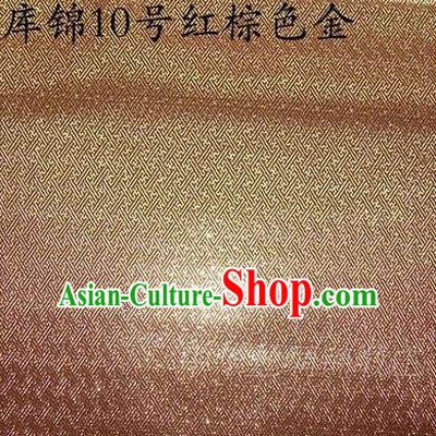 Asian Chinese Traditional Jacquard Weave Golden Brown Xiuhe Suit Satin Silk Fabric, Top Grade Brocade Tang Suit Hanfu Dress Fabric Cheongsam Cloth Material