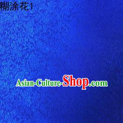 Asian Chinese Traditional Embroidering Flower Blue Xiuhe Suit Satin Thangka Silk Fabric, Top Grade Brocade Tang Suit Hanfu Dress Fabric Cheongsam Cloth Material