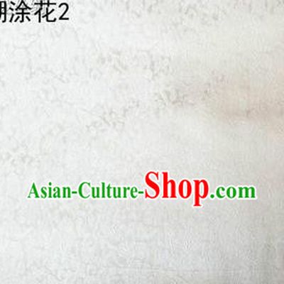 Asian Chinese Traditional Embroidering Flower White Xiuhe Suit Satin Thangka Silk Fabric, Top Grade Brocade Tang Suit Hanfu Dress Fabric Cheongsam Cloth Material