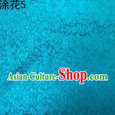 Asian Chinese Traditional Embroidering Flower Lake Blue Xiuhe Suit Satin Thangka Silk Fabric, Top Grade Brocade Tang Suit Hanfu Dress Fabric Cheongsam Cloth Material