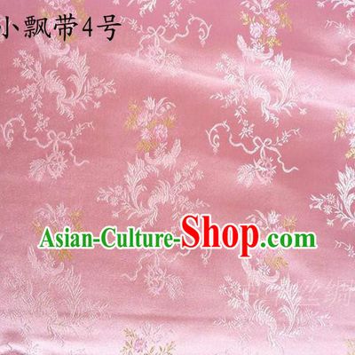 Asian Chinese Traditional Embroidering Flowers Xiuhe Suit Satin Pink Silk Fabric, Top Grade Brocade Tang Suit Hanfu Full Dress Fabric Cheongsam Cloth Material