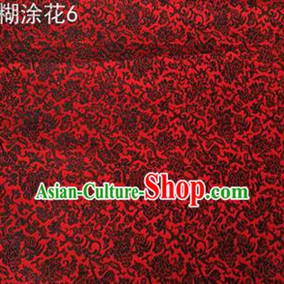Asian Chinese Traditional Embroidering Flower Red Xiuhe Suit Satin Thangka Silk Fabric, Top Grade Brocade Tang Suit Hanfu Dress Fabric Cheongsam Cloth Material