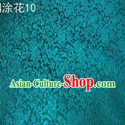 Asian Chinese Traditional Embroidering Flower Peacock Green Xiuhe Suit Satin Thangka Silk Fabric, Top Grade Brocade Tang Suit Hanfu Dress Fabric Cheongsam Cloth Material