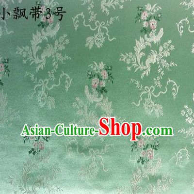 Asian Chinese Traditional Embroidering Flowers Xiuhe Suit Satin Green Silk Fabric, Top Grade Brocade Tang Suit Hanfu Full Dress Fabric Cheongsam Cloth Material