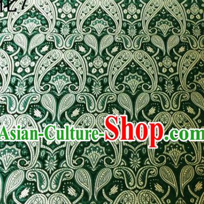 Asian Chinese Traditional Embroidery Paisley Green Satin Wedding Silk Fabric, Top Grade Tibetan Brocade Tang Suit Hanfu Dress Fabric Cheongsam Cloth Material
