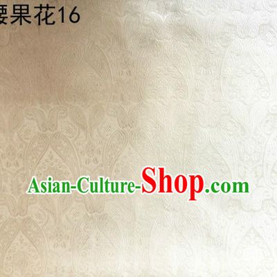 Asian Chinese Traditional Embroidery Paisley White Satin Wedding Silk Fabric, Top Grade Tibetan Brocade Tang Suit Hanfu Dress Fabric Cheongsam Cloth Material